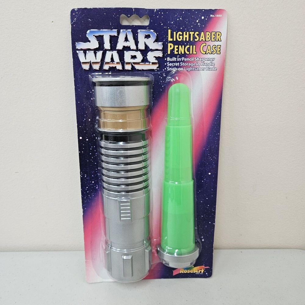 Vtg 1997 Star Wars Luke Skywalker Green Lightsaber Pencil Case Novelty School